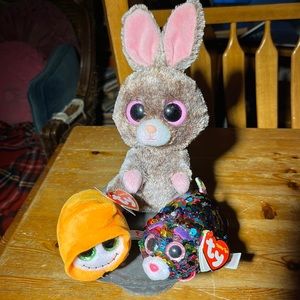 Ty Beanie Boo and Teeny Ty Lot of 3 - Rabbit, Dotty and Trick